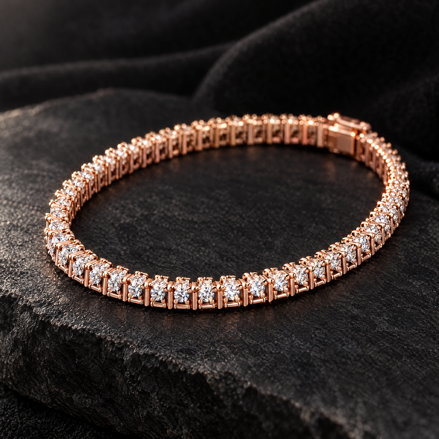 KRYAL Lumen Rose tennis bracelet in a black gift box